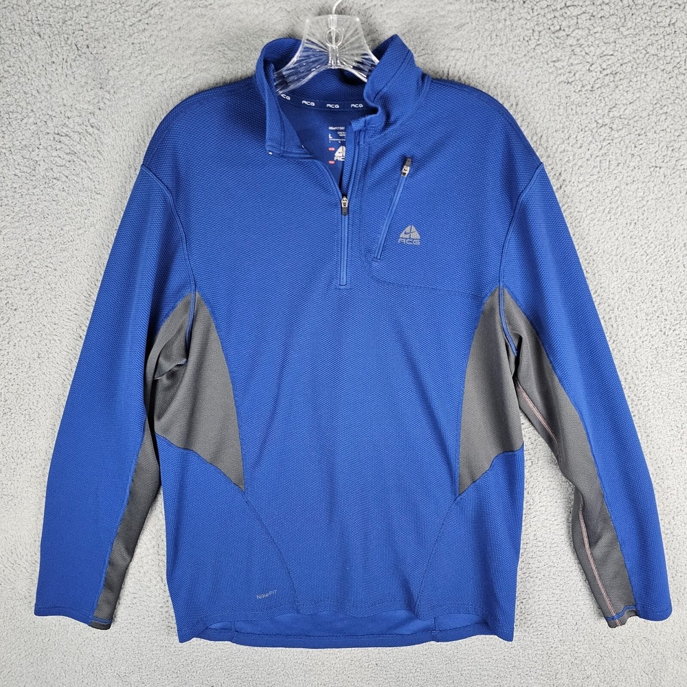 Nike Sweater Mens L Blue ACG Waffle Thermal Fleece 1/4 Zip Pullover